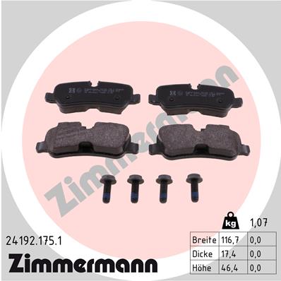 ZIMMERMANN 24192.175.1 Kit pastiglie freno, Freno a disco-Kit pastiglie freno, Freno a disco-Ricambi Euro