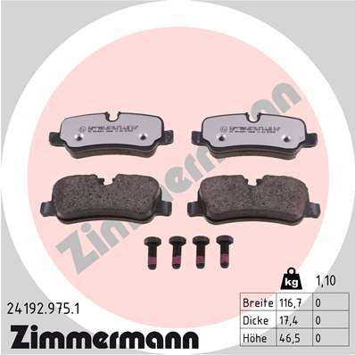 ZIMMERMANN 24192.975.1 Kit pastiglie freno, Freno a disco-Kit pastiglie freno, Freno a disco-Ricambi Euro