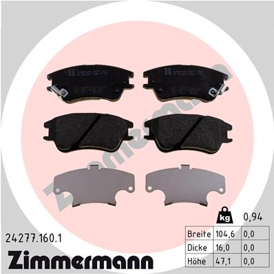 ZIMMERMANN 24277.160.1 Kit pastiglie freno, Freno a disco