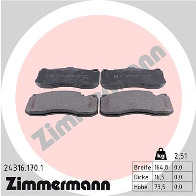 ZIMMERMANN 24316.170.1 Kit pastiglie freno, Freno a disco