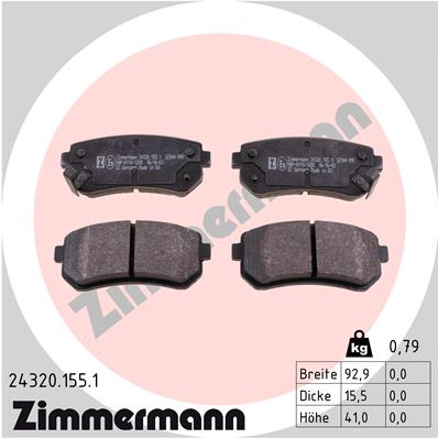 ZIMMERMANN 24320.155.1 Kit pastiglie freno, Freno a disco-Kit pastiglie freno, Freno a disco-Ricambi Euro