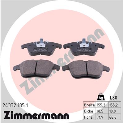 ZIMMERMANN 24332.185.1 Kit pastiglie freno, Freno a disco-Kit pastiglie freno, Freno a disco-Ricambi Euro