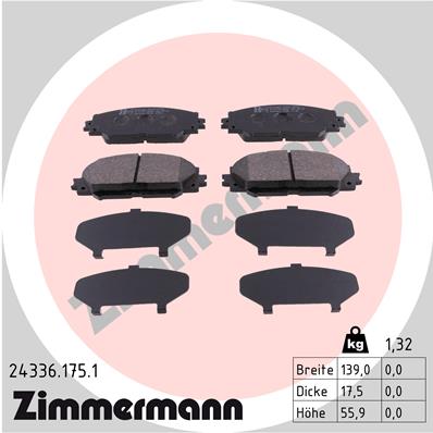 ZIMMERMANN 24336.175.1 Kit pastiglie freno, Freno a disco