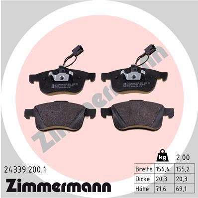 ZIMMERMANN 24339.200.1 Kit pastiglie freno, Freno a disco-Kit pastiglie freno, Freno a disco-Ricambi Euro