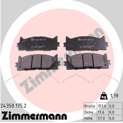 ZIMMERMANN 24350.175.2 Kit pastiglie freno, Freno a disco