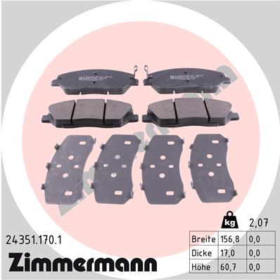 ZIMMERMANN 24351.170.1 Kit pastiglie freno, Freno a disco