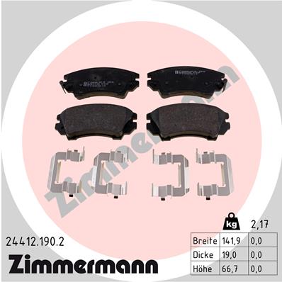 ZIMMERMANN 24412.190.2 Kit pastiglie freno, Freno a disco-Kit pastiglie freno, Freno a disco-Ricambi Euro