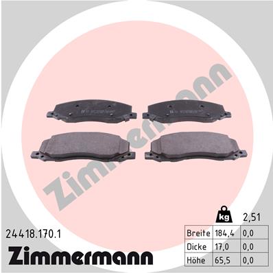 ZIMMERMANN 24418.170.1 Kit pastiglie freno, Freno a disco-Kit pastiglie freno, Freno a disco-Ricambi Euro
