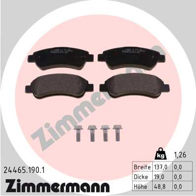 ZIMMERMANN 24465.190.1 Kit pastiglie freno, Freno a disco-Kit pastiglie freno, Freno a disco-Ricambi Euro