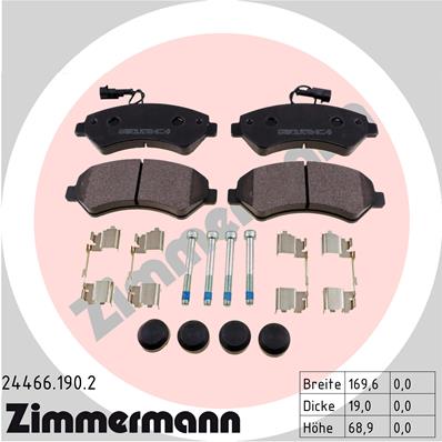 ZIMMERMANN 24466.190.2 Kit pastiglie freno, Freno a disco