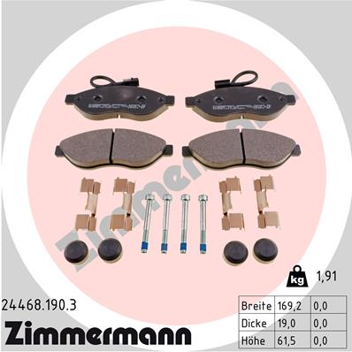 ZIMMERMANN 24468.190.3 Kit pastiglie freno, Freno a disco-Kit pastiglie freno, Freno a disco-Ricambi Euro