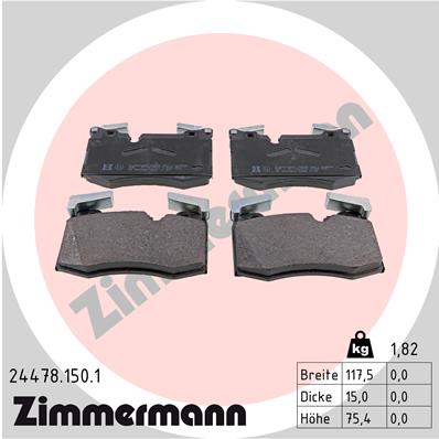 ZIMMERMANN 24478.150.1 Kit pastiglie freno, Freno a disco-Kit pastiglie freno, Freno a disco-Ricambi Euro