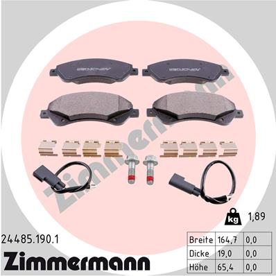 ZIMMERMANN 24485.190.1 Kit pastiglie freno, Freno a disco