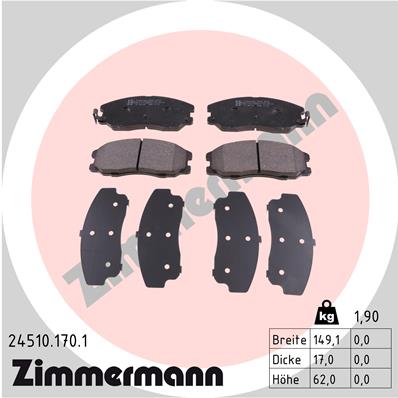 ZIMMERMANN 24510.170.1 Kit pastiglie freno, Freno a disco