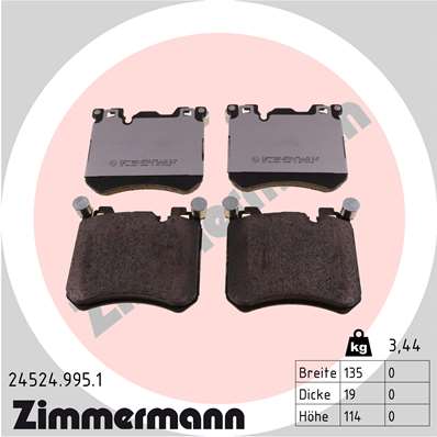 ZIMMERMANN 24524.995.1 Kit pastiglie freno, Freno a disco-Kit pastiglie freno, Freno a disco-Ricambi Euro