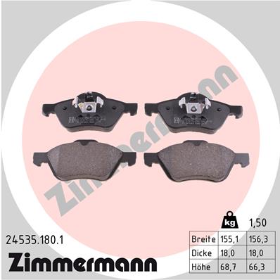 ZIMMERMANN 24535.180.1 Kit pastiglie freno, Freno a disco