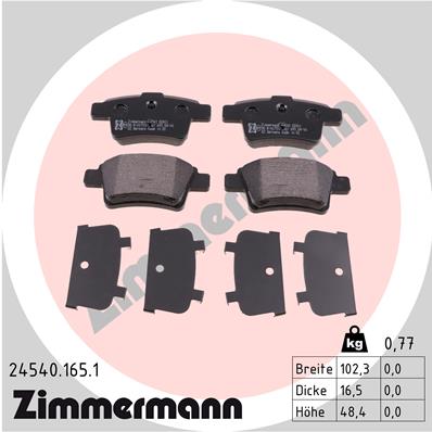 ZIMMERMANN 24540.165.1 Kit pastiglie freno, Freno a disco