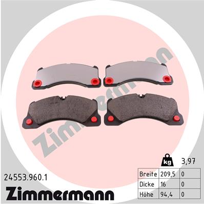 ZIMMERMANN 24553.960.1 Kit pastiglie freno, Freno a disco-Kit pastiglie freno, Freno a disco-Ricambi Euro