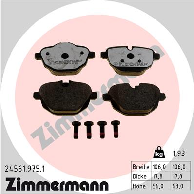 ZIMMERMANN 24561.975.1 Kit pastiglie freno, Freno a disco