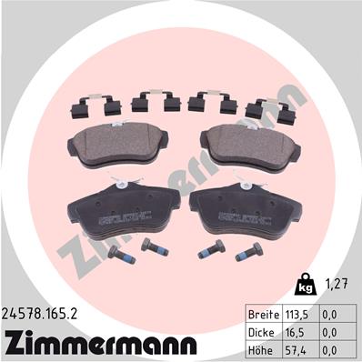 ZIMMERMANN 24578.165.2 Kit pastiglie freno, Freno a disco-Kit pastiglie freno, Freno a disco-Ricambi Euro