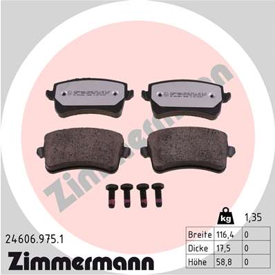 ZIMMERMANN 24606.975.1 Kit pastiglie freno, Freno a disco