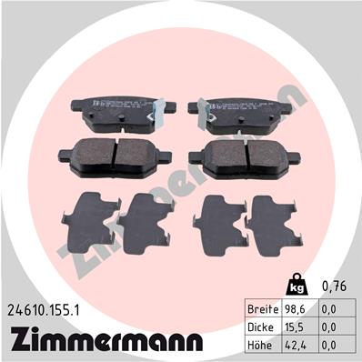 ZIMMERMANN 24610.155.1 Kit pastiglie freno, Freno a disco-Kit pastiglie freno, Freno a disco-Ricambi Euro