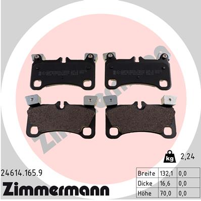 ZIMMERMANN 24614.165.9 Kit pastiglie freno, Freno a disco-Kit pastiglie freno, Freno a disco-Ricambi Euro