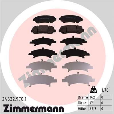 ZIMMERMANN 24632.970.1 Kit pastiglie freno, Freno a disco-Kit pastiglie freno, Freno a disco-Ricambi Euro