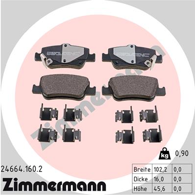 ZIMMERMANN 24664.160.2 Kit pastiglie freno, Freno a disco