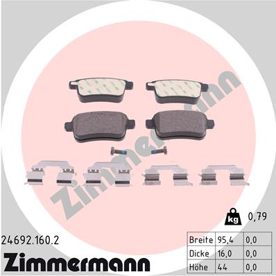 ZIMMERMANN 24692.160.2 Kit pastiglie freno, Freno a disco