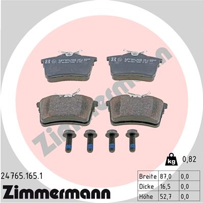 ZIMMERMANN 24765.165.1 Kit pastiglie freno, Freno a disco-Kit pastiglie freno, Freno a disco-Ricambi Euro