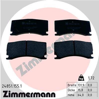 ZIMMERMANN 24851.155.1 Kit pastiglie freno, Freno a disco