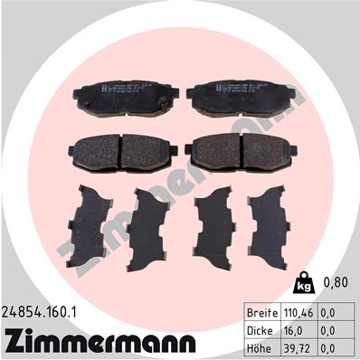 ZIMMERMANN 24854.160.1 Kit pastiglie freno, Freno a disco-Kit pastiglie freno, Freno a disco-Ricambi Euro