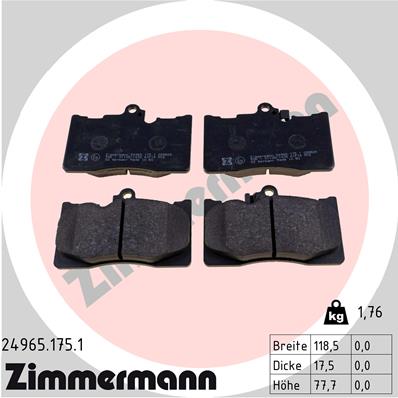 ZIMMERMANN 24965.175.1 Kit pastiglie freno, Freno a disco-Kit pastiglie freno, Freno a disco-Ricambi Euro