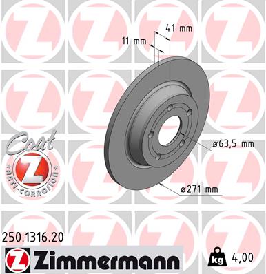 ZIMMERMANN 250.1316.20 Discofreno-Discofreno-Ricambi Euro