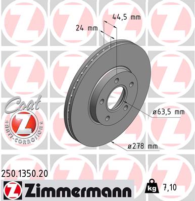 ZIMMERMANN 250.1350.20 Discofreno-Discofreno-Ricambi Euro