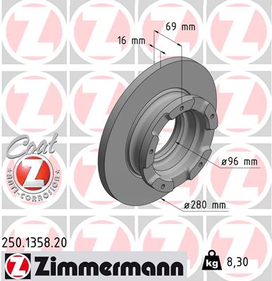 ZIMMERMANN 250.1358.20 Discofreno-Discofreno-Ricambi Euro