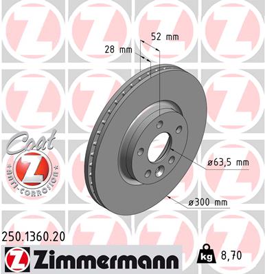 ZIMMERMANN 250.1360.20 Discofreno-Discofreno-Ricambi Euro