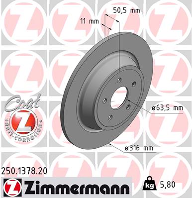 ZIMMERMANN 250.1378.20 Discofreno-Discofreno-Ricambi Euro