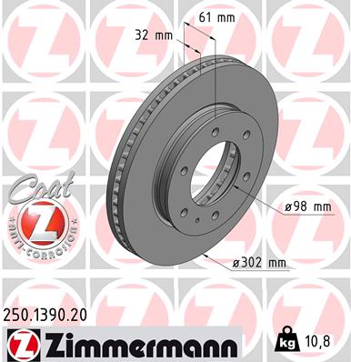 ZIMMERMANN 250.1390.20 Discofreno-Discofreno-Ricambi Euro