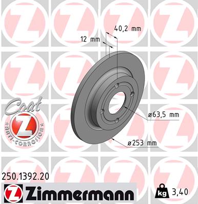 ZIMMERMANN 250.1392.20 Discofreno-Discofreno-Ricambi Euro