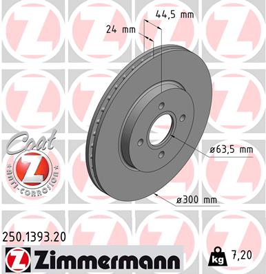 ZIMMERMANN 250.1393.20 Discofreno-Discofreno-Ricambi Euro