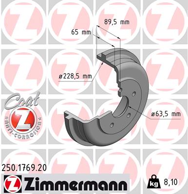 ZIMMERMANN 250.1769.20 Tamburo freno