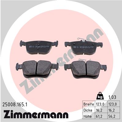 ZIMMERMANN 25008.165.1 Kit pastiglie freno, Freno a disco-Kit pastiglie freno, Freno a disco-Ricambi Euro