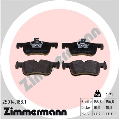 ZIMMERMANN 25014.183.1 Kit pastiglie freno, Freno a disco