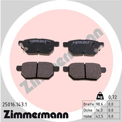 ZIMMERMANN 25016.143.1 Kit pastiglie freno, Freno a disco-Kit pastiglie freno, Freno a disco-Ricambi Euro