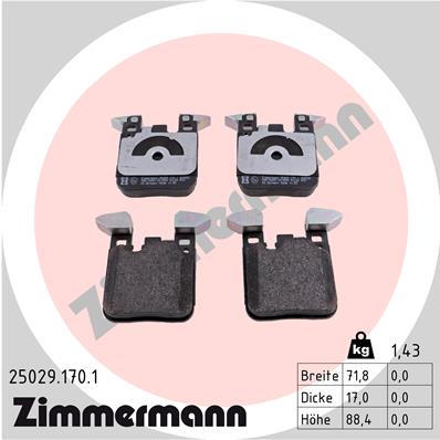 ZIMMERMANN 25029.170.1 Kit pastiglie freno, Freno a disco