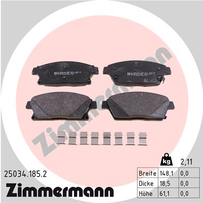 ZIMMERMANN 25034.185.2 Kit pastiglie freno, Freno a disco