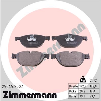 ZIMMERMANN 25045.200.1 Kit pastiglie freno, Freno a disco-Kit pastiglie freno, Freno a disco-Ricambi Euro