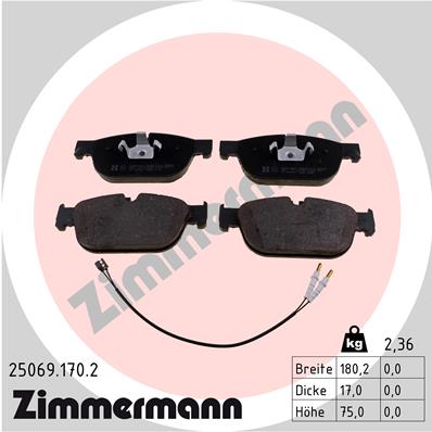 ZIMMERMANN 25069.170.2 Kit pastiglie freno, Freno a disco-Kit pastiglie freno, Freno a disco-Ricambi Euro